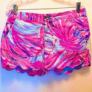 Lilly Pulitzer Size 2 Buttercup Pink Scallop Hem Printed Shorts Oh My Guava Pink